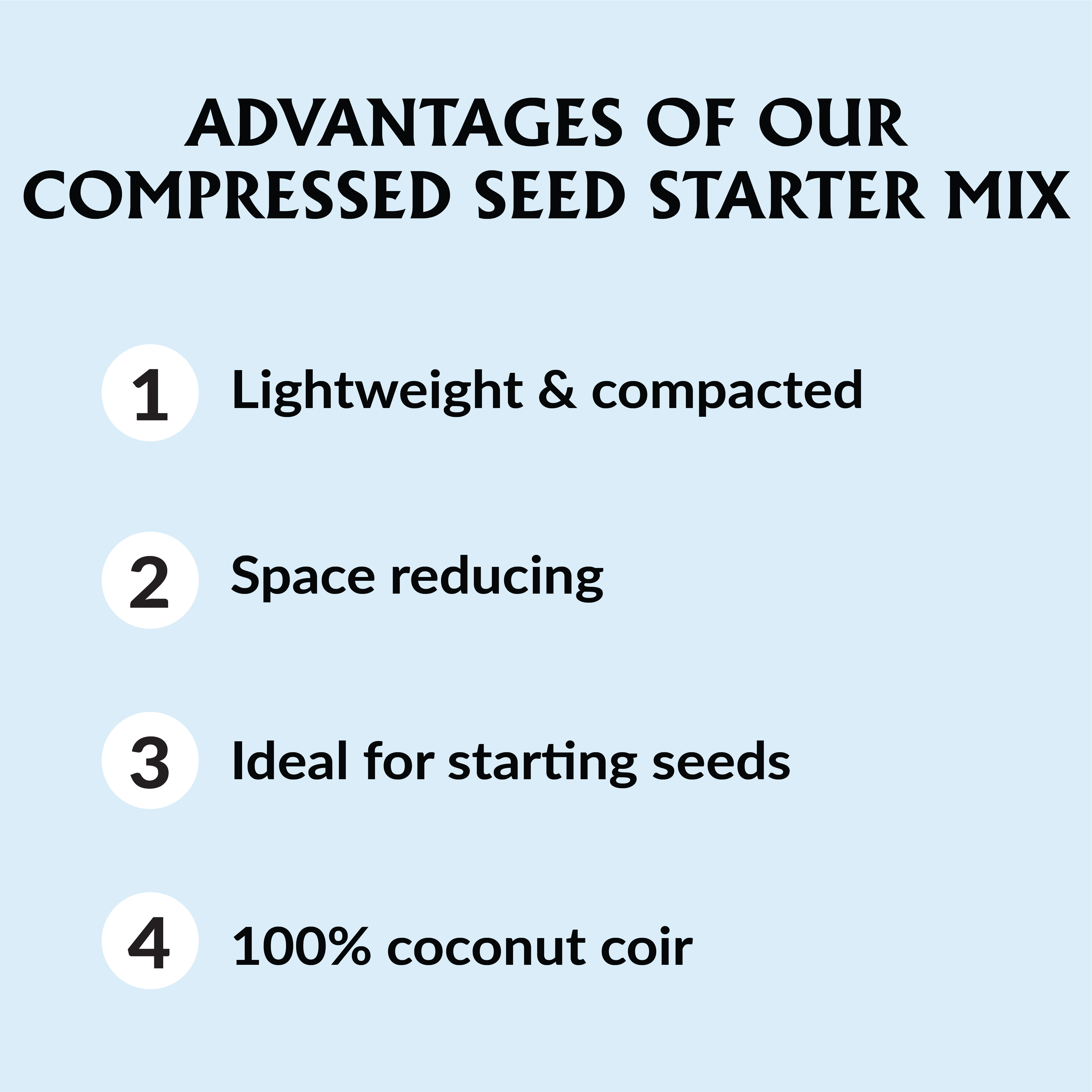 A compressed brick of Ferry-Morse Organic Seed Starter Mix advantages